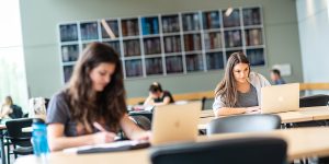 Students studying in the library